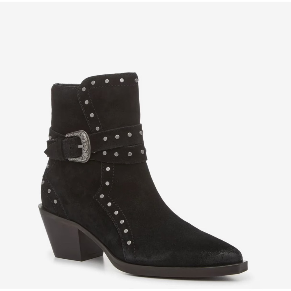 Crown Vintage Black Booties with Metallic Accents